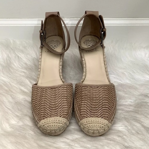Vince Camuto Valissa Leather Woven Ankle Strap Espadrille Wedge Sandals - Picture 7 of 12